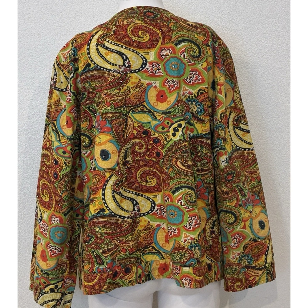 Julia Kim Art To Wear Multicolor Floral Paisley Beaded Open Jacket M Maximalist - Picture 4 of 12